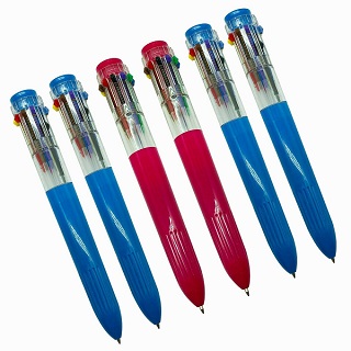6PK JUMBO 10 IN 1 MULTI COLOUR PENS RETRACTABLE BALL POINT PEN DRAWING & WRITING